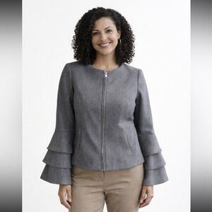Banana Republic Ruffle Sleeeve Gray Zip Up Jacket!!  Size 6